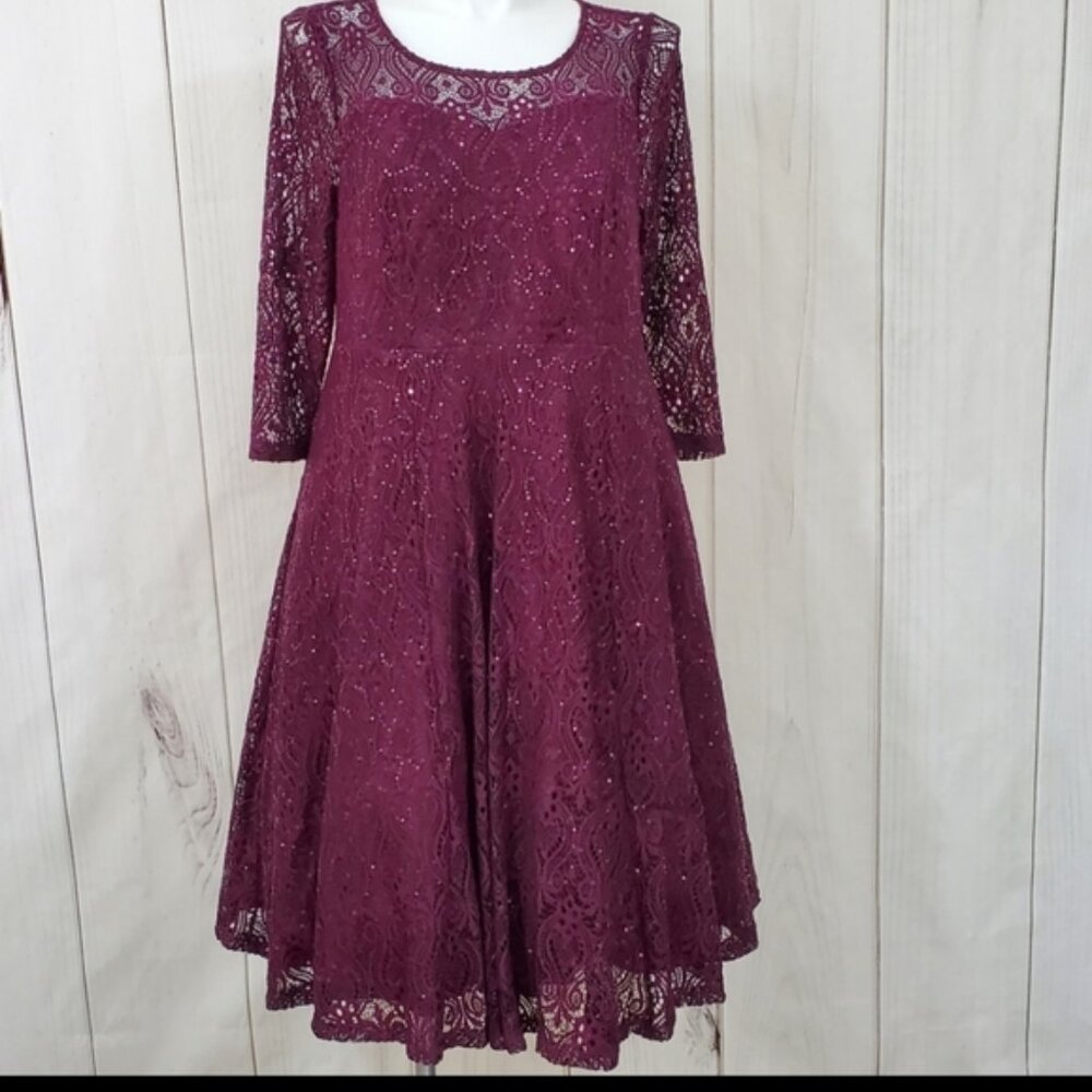 Torrid Formal Dress Sequins Burgundy Lace Gown | Wedding Guest - Picture 1 of 12